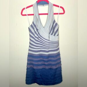 NWT Beautiful Aryn K Layered Halter Bandage Dress Ombre Blue & Gray Size Medium